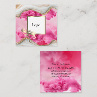 Cartão De Visita Quadrado Adicione seu logotipo personalizado cabeleireira r