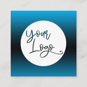Cartão De Visita Quadrado Adicione seu logotipo personalizado sobre o céu az
