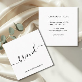 Cartão De Visita Quadrado Adicione seu nome de marca a branco minimalista mo