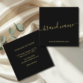 Cartão De Visita Quadrado Adicione seu nome de marca a preto minimalista mod