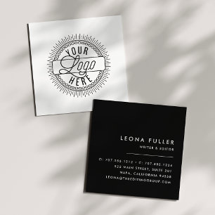 Cartão De Visita Quadrado Adicione seu preto e branco moderno do logotipo