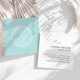 Cartão De Visita Quadrado Adicione seus preto, branco e mar modernos do