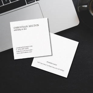Cartão De Visita Quadrado Advogado branco preto elegante minimalista