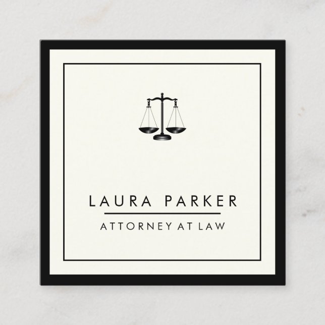 Cartão De Visita Quadrado Advogado De Direito Simples Elegante Profissional (Frente)