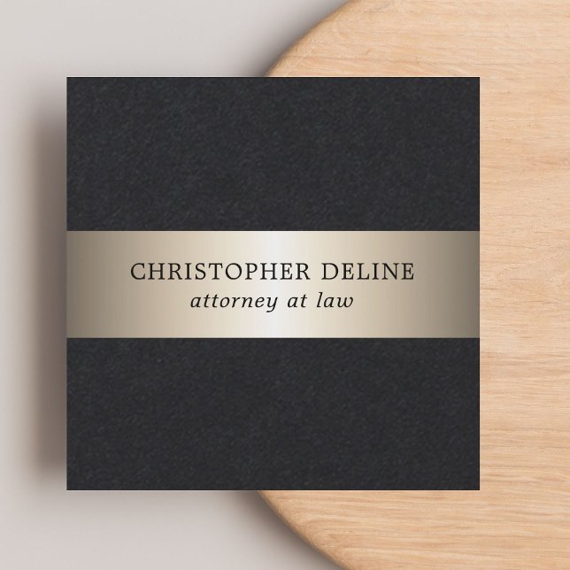 Cartão De Visita Quadrado Advogado Dourado de Greve Negra Elegante Simples (Criador carregado)