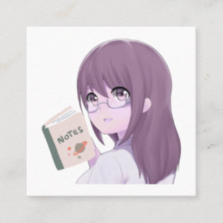 Cartão De Visita Quadrado Aesthetic Girl Sticker – Book Lover Art
