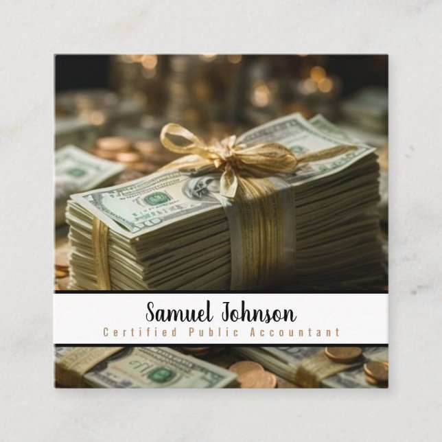 Cartão De Visita Quadrado Agente de Ações do Gerenciador de Fundos Mútuos (Frente)