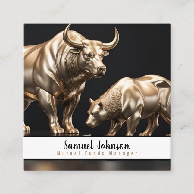 Cartão De Visita Quadrado Agente de Ações do Gerenciador de Fundos Mútuos (Frente)