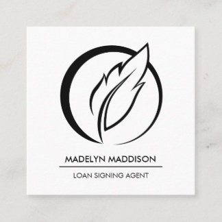 Cartão De Visita Quadrado Agente de Assinatura de Empréstimo Notário Preto e