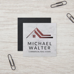 Cartão De Visita Quadrado Agente imobiliário Marble Gestor de imóveis