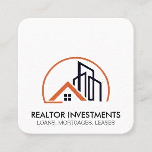 Cartão De Visita Quadrado Agente imobiliário Residências e edifícios