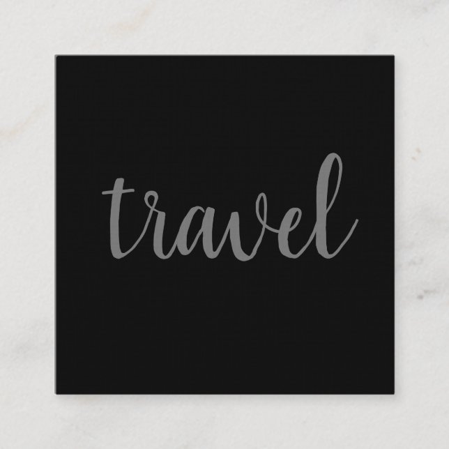 Cartão De Visita Quadrado Agente Mínimo Negra-Negra Viagem Simples (Frente)