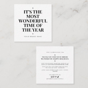 Cartão De Visita Quadrado Agradecimento empresarial moderno de férias branco