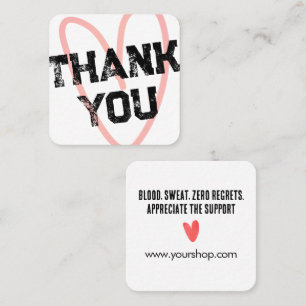 Cartão De Visita Quadrado Agradecimento Personalizado Coração Vermelho Estil