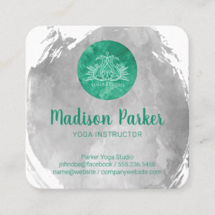 Cartão De Visita Quadrado Água Bruta  Yoga Studio  Instrutor