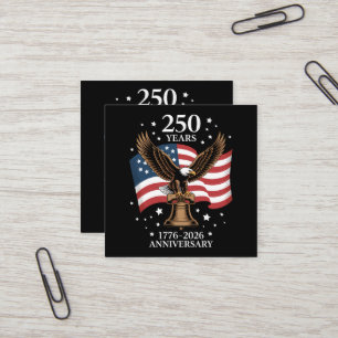 Cartão De Visita Quadrado Águia e Bandeira 250 Anos da América 1776-2026