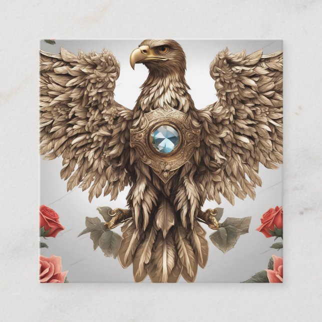 Cartão De Visita Quadrado Águia-joalharia-coroa (Frente)