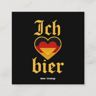 Cartão De Visita Quadrado Alemão Ich Heart Bier Oktoberfest Funny Bavarian