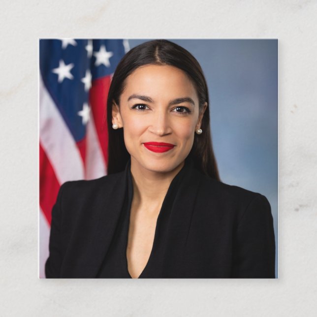 Cartão De Visita Quadrado Alexandria Ocasio Cortez Portrait (Frente)