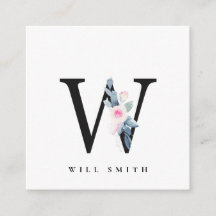 ALFABETES FLORAIS AZUIS SUAVES LETRA W