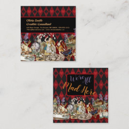 Cartão De Visita Quadrado Alice no País das Maravilhas Mad Cheshire Cat