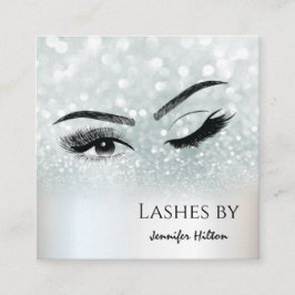 Cartão De Visita Quadrado Alinhamento das lascas prateadas com brilho do olh