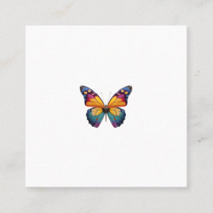 Cartão De Visita Quadrado Almofada com um desenho de uma Borboleta colorida.
