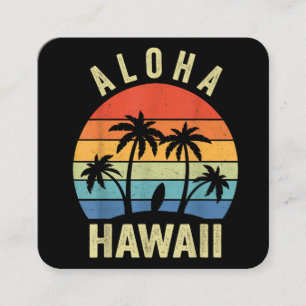 Cartão De Visita Quadrado Aloha Hawaii Ilha Havaiana Shirt Palm Beach Surf