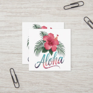 Cartão De Visita Quadrado Aloha Ilhas Havaianas Havaí Flor de Hibisco