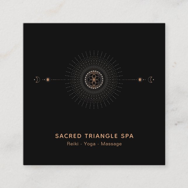 Cartão De Visita Quadrado *~* Alquimia Shaman Sacred Geometry Mandala Moon (Frente)