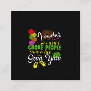 Cartão De Visita Quadrado Amante de crochê  Eu adoro crochê