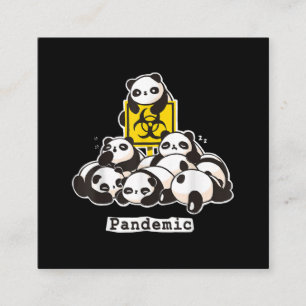 Cartão De Visita Quadrado Amantes de Panda  Pandemia Cute Engraçada