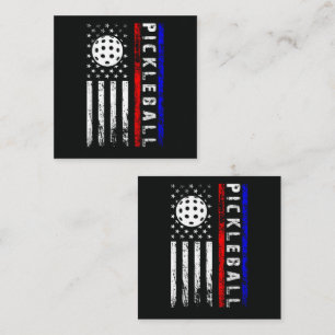 Cartão De Visita Quadrado Amantes de Pickleball Bandeira Americana 4 de Julh