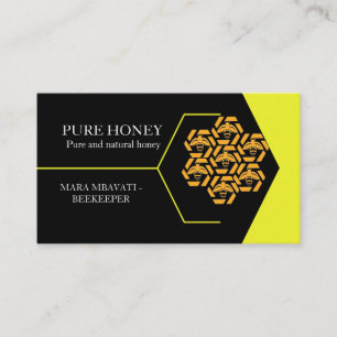 Cartão De Visita Quadrado Amarelo de Bee Honeycomb