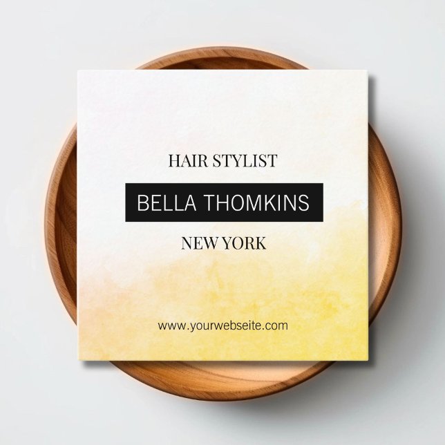 Cartão De Visita Quadrado Amarelo de Ombre Moderno (Modern Ombre Yellow Square Business Card)