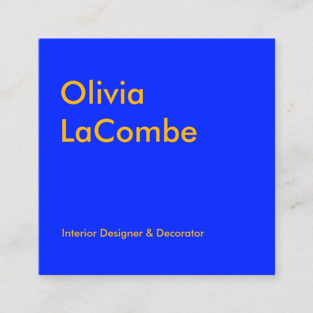 Cartão De Visita Quadrado Amarelo elegante simples e simples moderno (Frente)