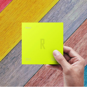 Cartão De Visita Quadrado amarelo fluorescente - monograma personalizado em 