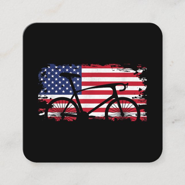 Cartão De Visita Quadrado American Flag Road Biking Cycling Roupa - Bicycl (Frente)