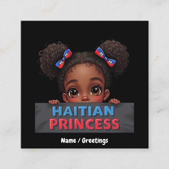 Cartão De Visita Quadrado American Haitian Flag Day Haitian Princess (Frente)