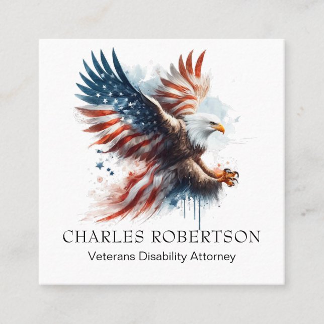 Cartão De Visita Quadrado *~* Americano. Marca QR Bald Eagle AP16 (Frente)