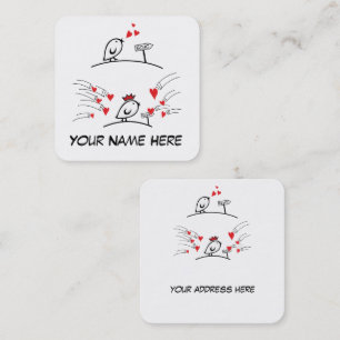 Cartão De Visita Quadrado AMOR ECHO - Pássaros Cômicos Tweetlercools 1
