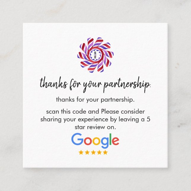 Cartão De Visita Quadrado Análises do Google | Business Review Link QR Code  (Frente)
