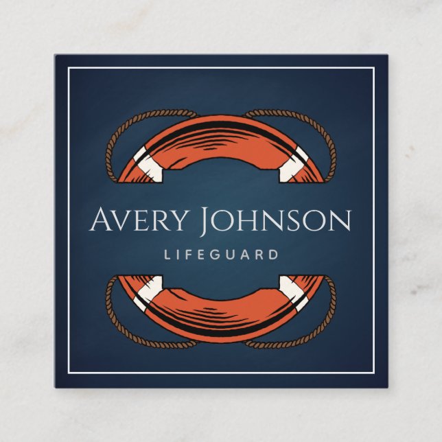 Cartão De Visita Quadrado Anel de Salvador de Vida Azul Chalk (Frente)