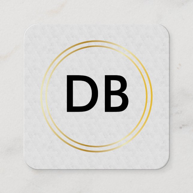 Cartão De Visita Quadrado Anel Dourado Clássico Lux Duplo (Frente)