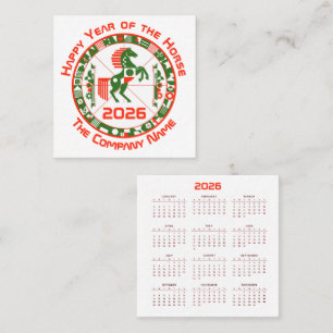 Cartão De Visita Quadrado Ano Civil do Cavalo 2026