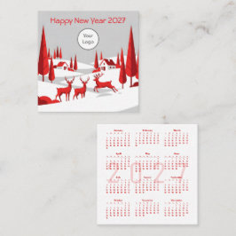 Cartão de Visita Quadrado Ano Novo 2027 Calendário