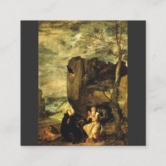 Cartão De Visita Quadrado Anthony o Excelente e Paulo de Tebas (Frente)