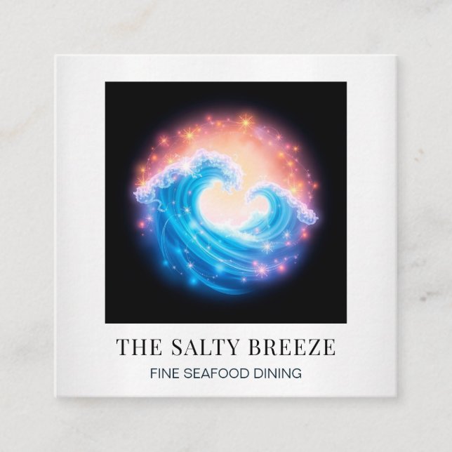 Cartão De Visita Quadrado *~* AP13 Beach Wave Spa Massage Reiki Yoga x (Frente)