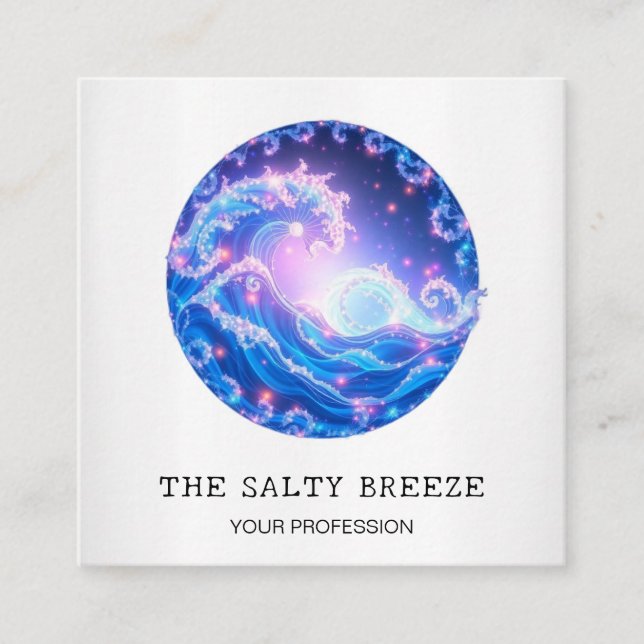 Cartão De Visita Quadrado *~* AP13 - Sparkle 95 do Sonho de Praia Náutica (Frente)