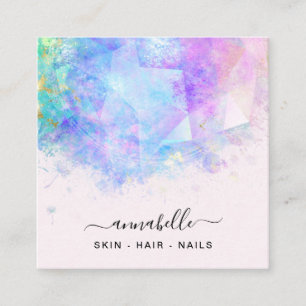 Cartão De Visita Quadrado *~* AP26 Prism OPAL Arco-Íris QR Dandelion Eteal